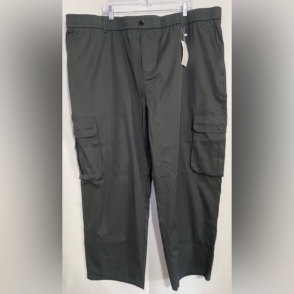 FlexRover Men's Ultra Comfort Flex-Fit Gray Cargo Pants 3XL NWT!